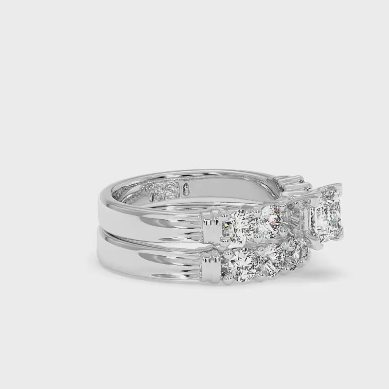 1.55-2.70 CT Round &amp; Princess Cut Diamonds - Bridal Set