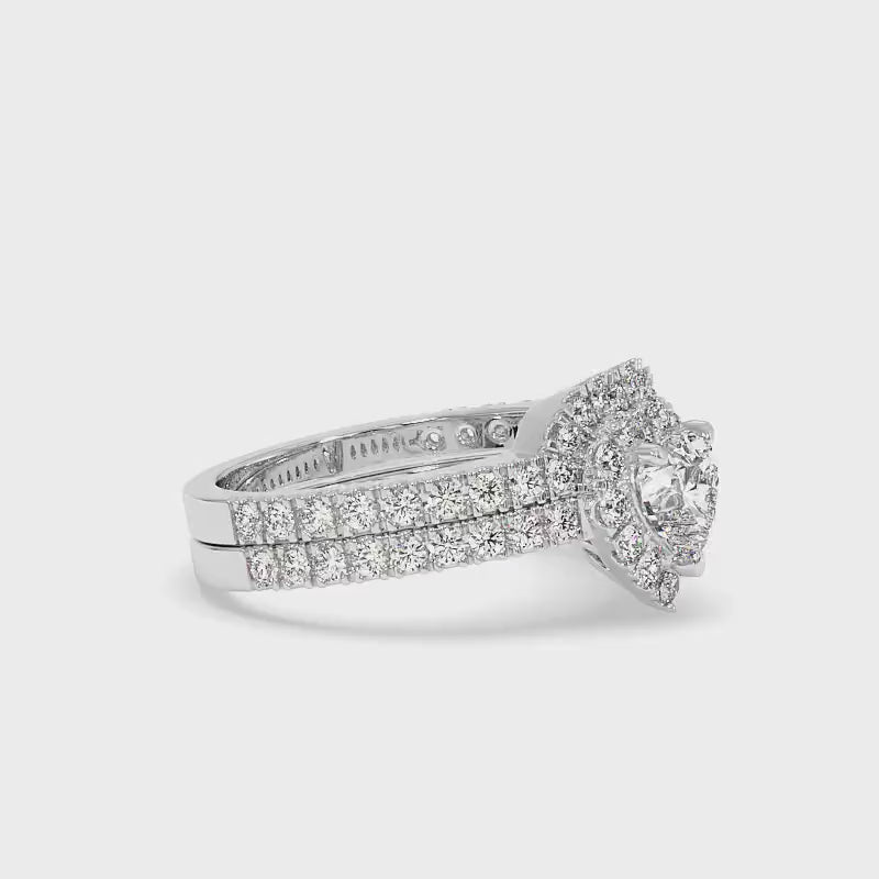 1.10-2.25 CT Round & Heart Cut Diamonds - Bridal Set