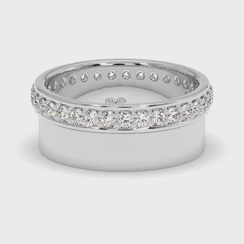 1.00 CT Round Cut Diamonds - Mens Wedding Band
