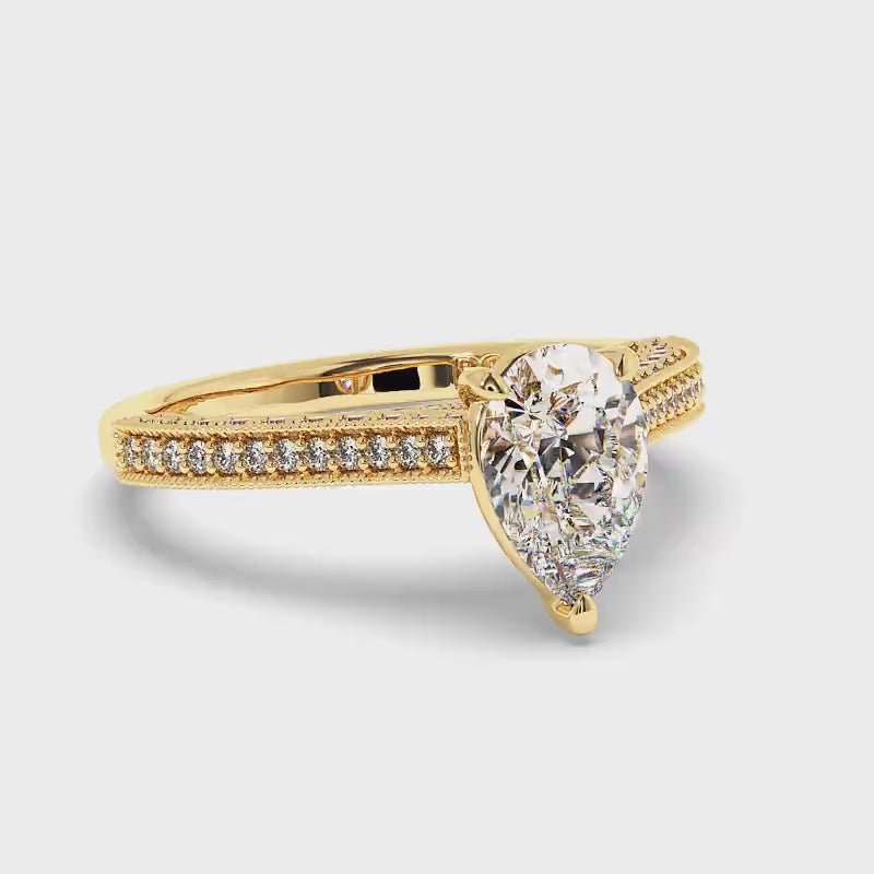 1.15-3.65 CT Round & Pear Cut Lab Grown Diamonds - Engagement Ring