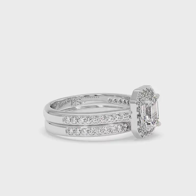 0.90-2.05 CT Round & Emerald Cut Diamonds - Bridal Set