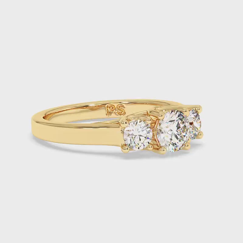 0.90 CT Princess Cut Lab Grown Diamonds - Three Stone Ring
