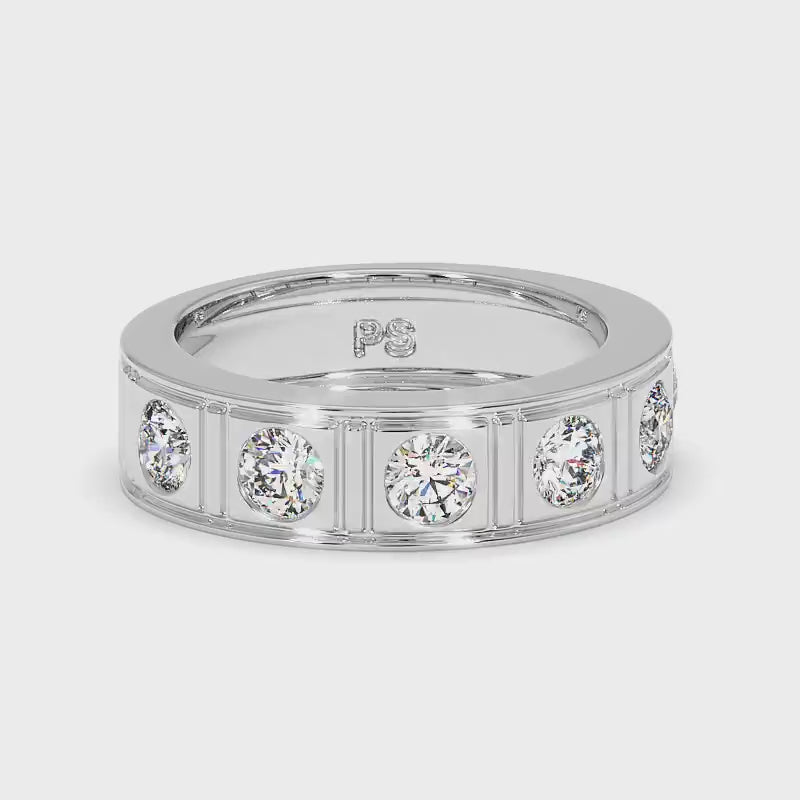 1.50 CT Round Cut Lab Grown Diamonds - Mens Wedding Band