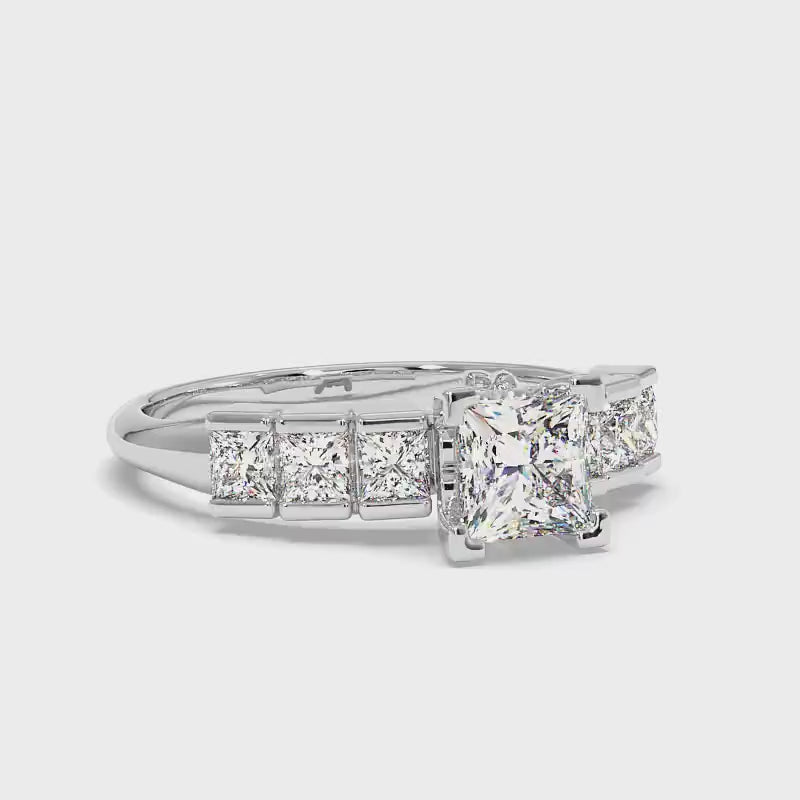 1.30-3.80 CT Princess Cut Lab Grown Diamonds - Engagement Ring