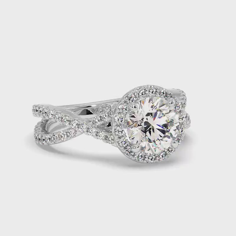 1.10-3.60 CT Round & Oval Cut Lab Grown Diamonds - Halo Ring