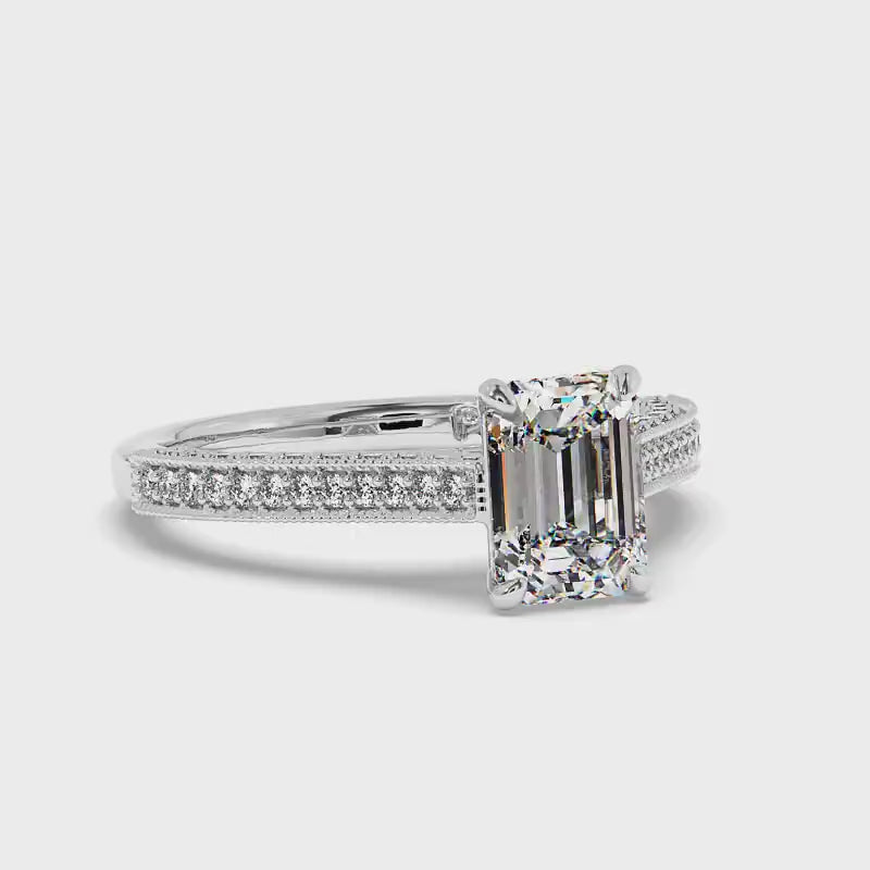1.15-3.65 CT Round & Emerald Cut Lab Grown Diamonds - Engagement Ring