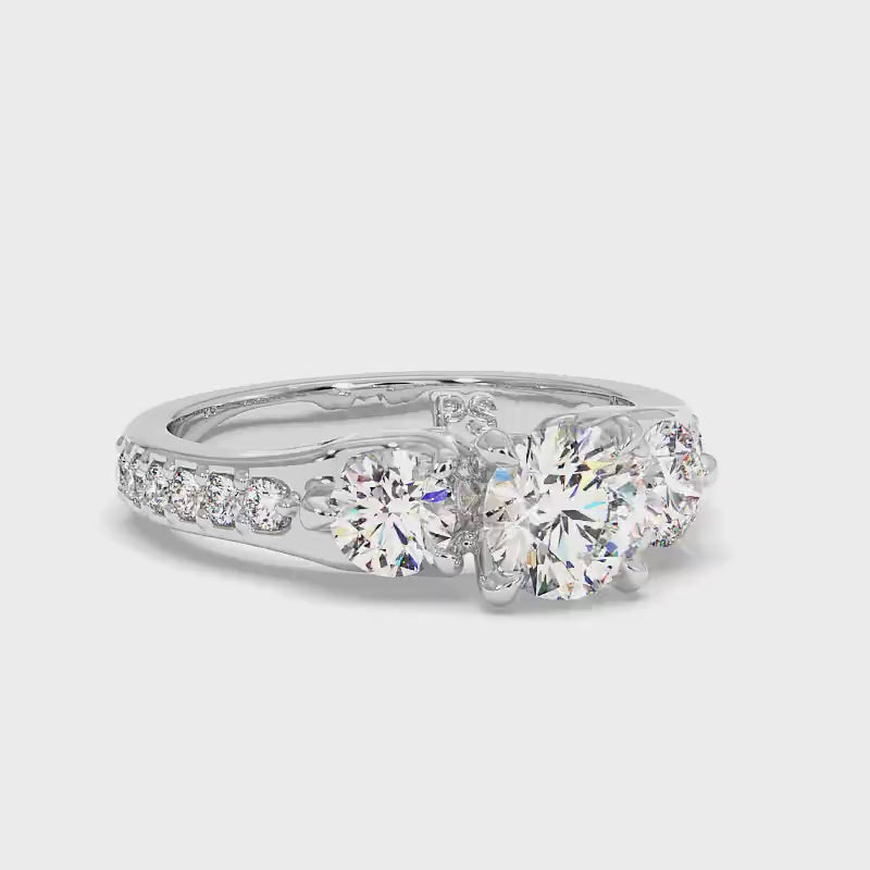 1.55-4.05 CT Round Cut Lab Grown Diamonds - Engagement Ring