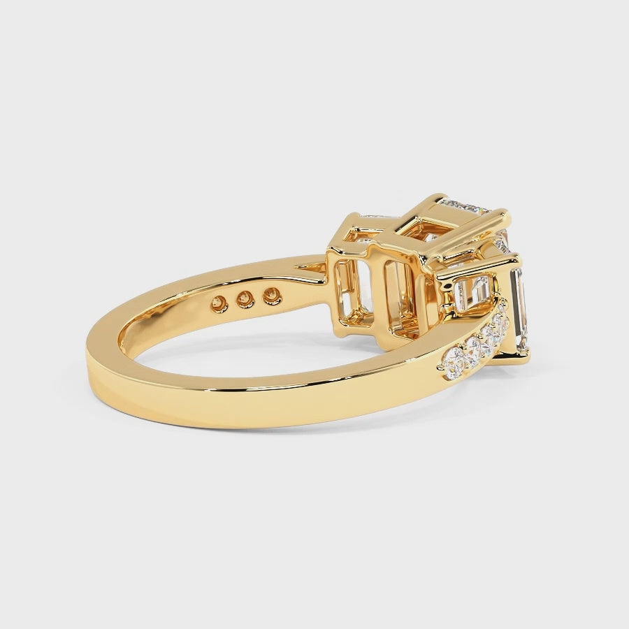1.65-4.15 CT Round & Emerald Cut Lab Grown Diamonds - Engagement Ring