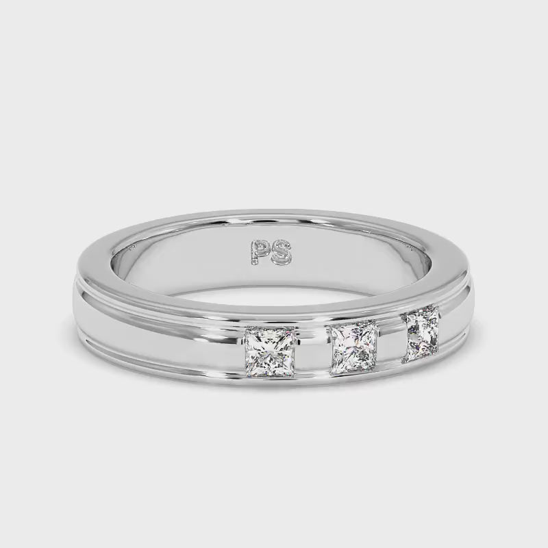 0.40 CT Princess Cut Diamonds - Mens Wedding Band