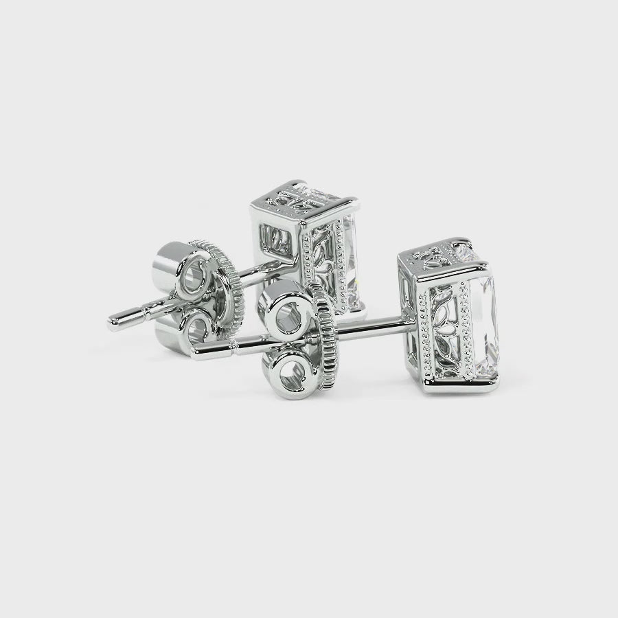 0.60-5.00 CT Radiant Cut Lab Grown Diamonds - Stud Earrings