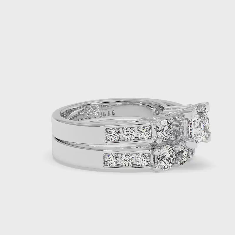 2.15-3.30 CT Round & Princess Cut Diamonds - Bridal Set