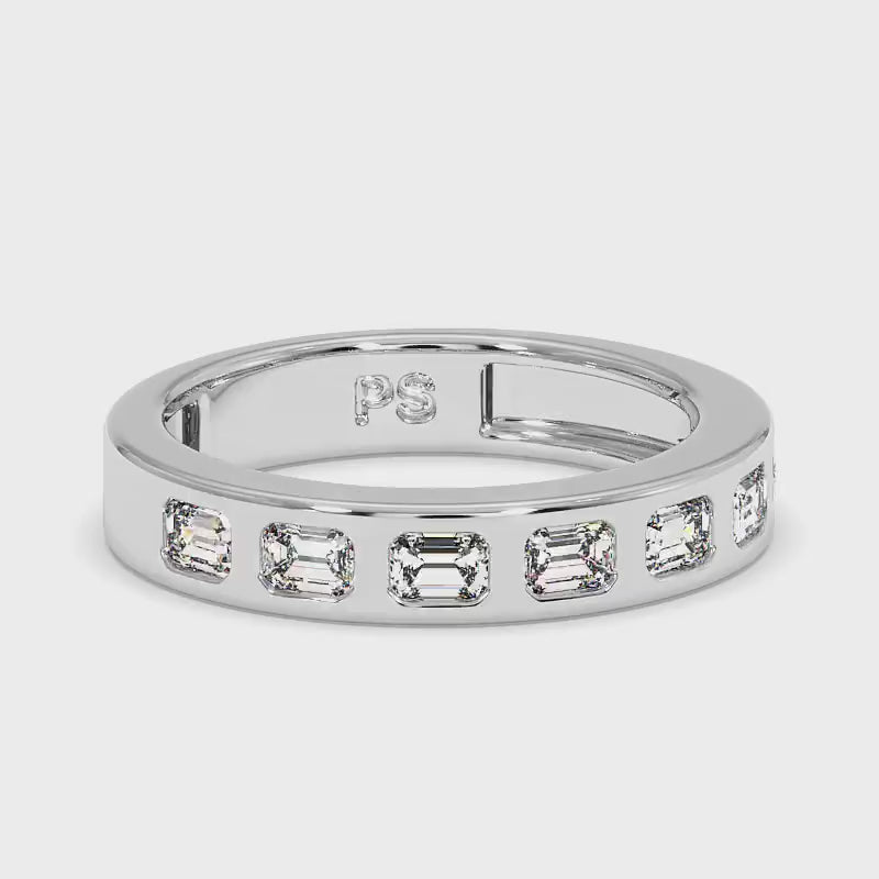 1.50 CT Emerald Cut Lab Grown Diamonds - Mens Wedding Band