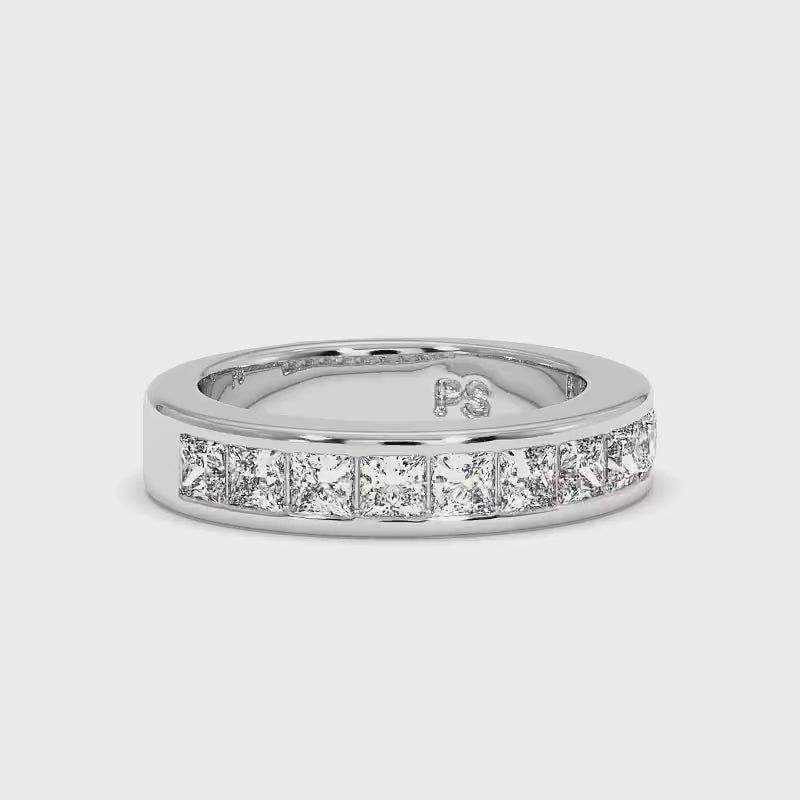 0.80 CT Princess Cut Lab Grown Diamonds - Wedding Band