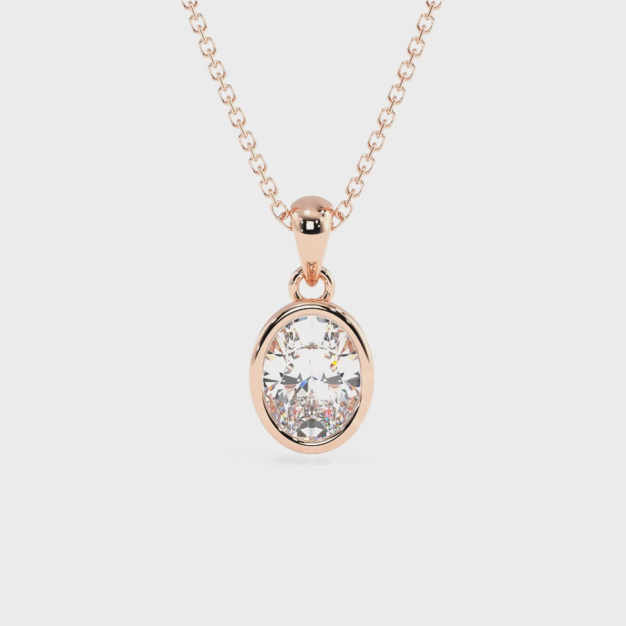 0.50-3.00 CT Oval Cut Lab Grown Diamonds - Solitaire Pendant