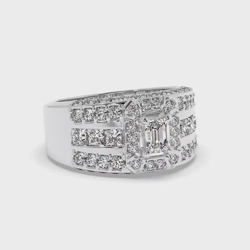 2.05-3.20 CT Round & Emerald Cut Diamonds - Engagement Ring