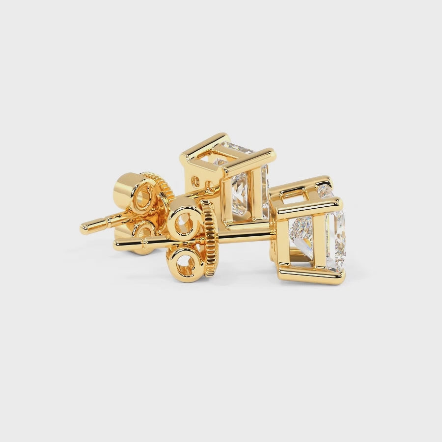 0.60-5.00 CT Princess Cut Lab Grown Diamonds - Stud Earrings