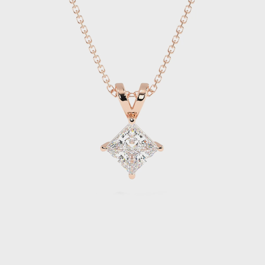 0.50-3.00 CT Princess Cut Lab Grown Diamonds - Solitaire Pendant