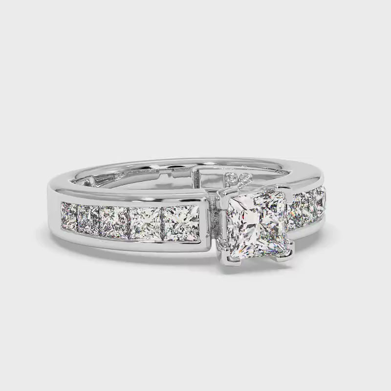 1.70-4.20 CT Princess Cut Lab Grown Diamonds - Engagement Ring