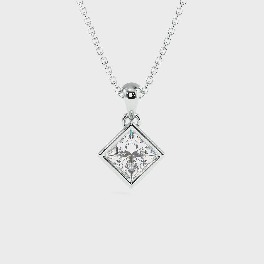 0.50-3.00 CT Princess Cut Lab Grown Diamonds - Solitaire Pendant