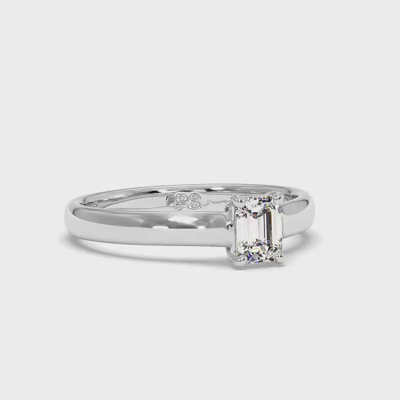 0.50-3.00 CT Emerald Cut Lab Grown Diamonds - Solitaire Ring