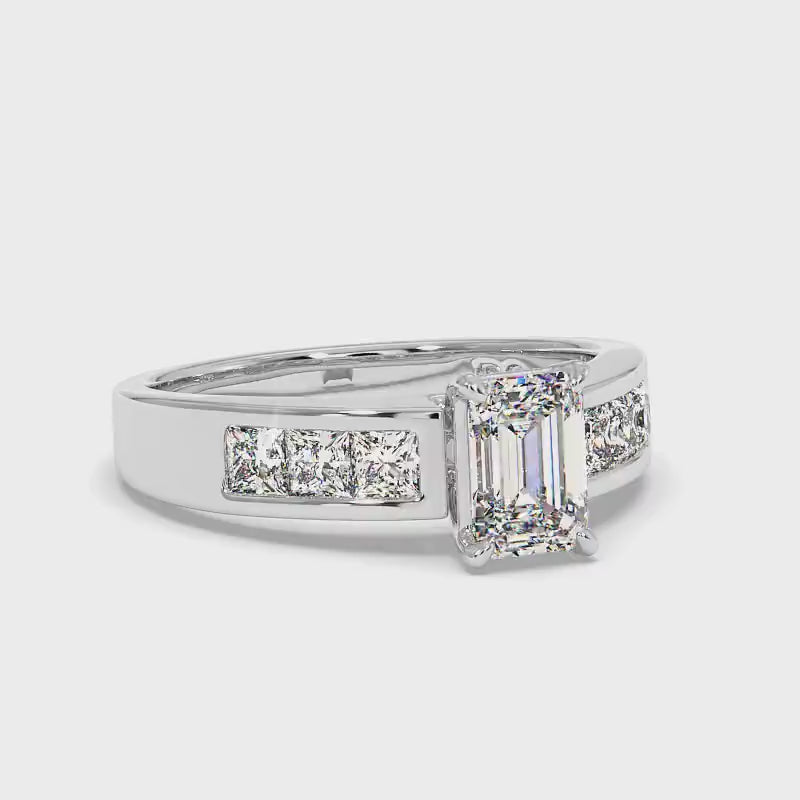 1.30-3.80 CT Princess &amp; Emerald Cut Lab Grown Diamonds - Engagement Ring