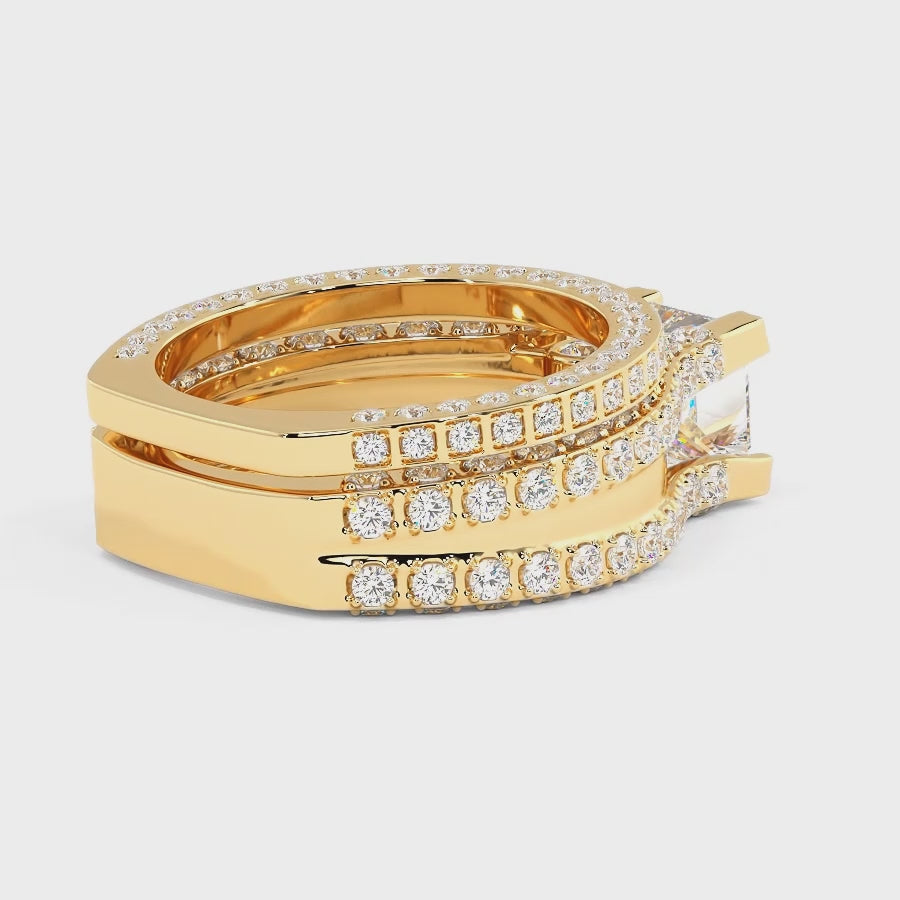 1.90-4.40 CT Round & Princess Cut Lab Grown Diamonds - Bridal Set