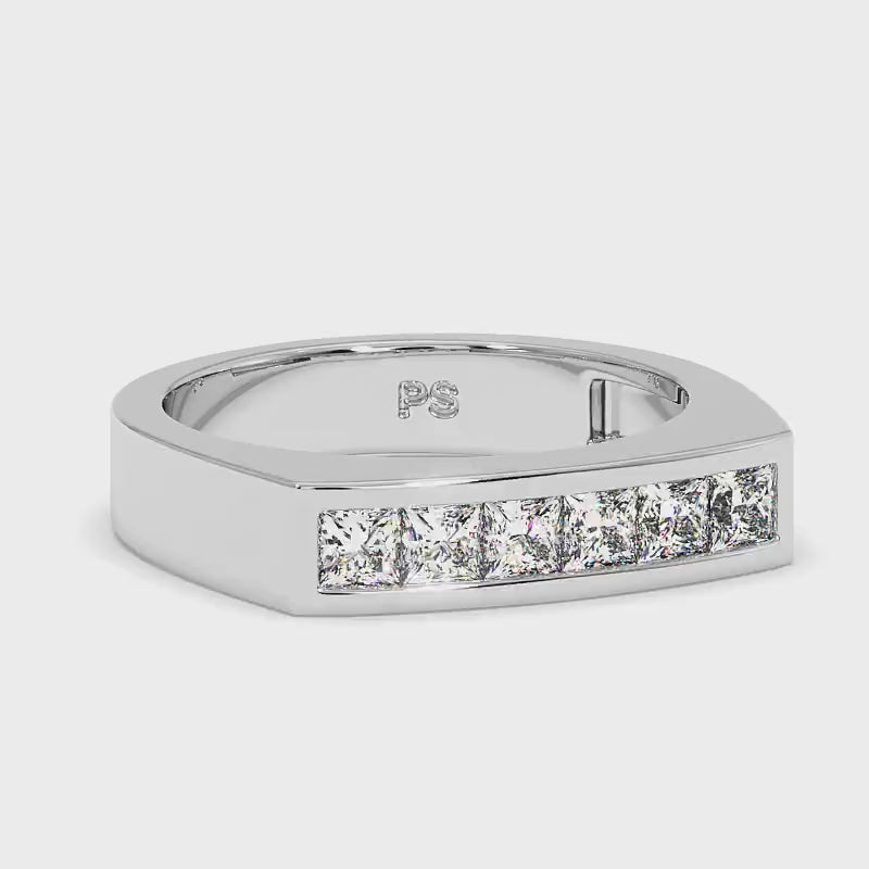 1.00 CT Princess Cut Lab Grown Diamonds - Mens Wedding Band