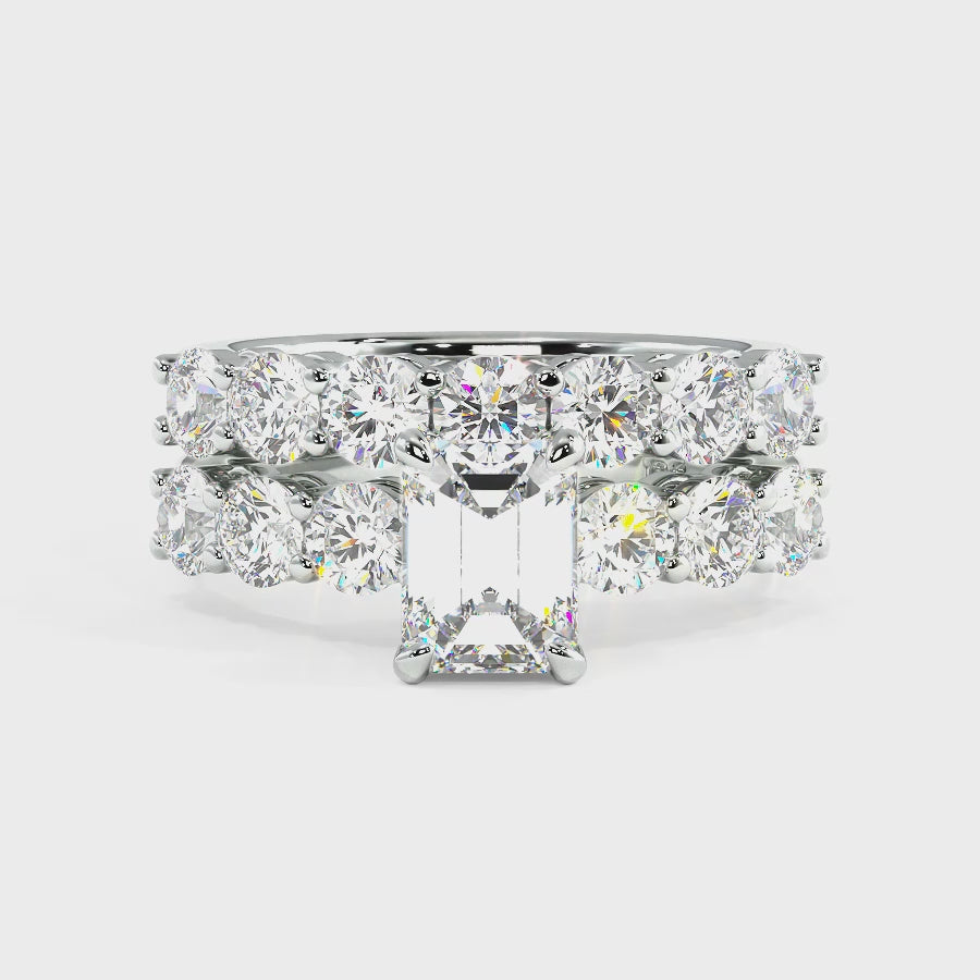 2.65-5.15 CT Round & Emerald Cut Lab Grown Diamonds - Bridal Set
