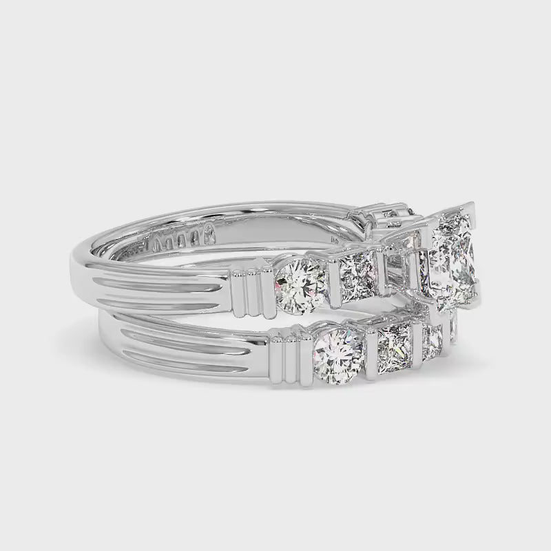 2.05-4.55 CT Round & Princess Cut Lab Grown Diamonds - Bridal Set