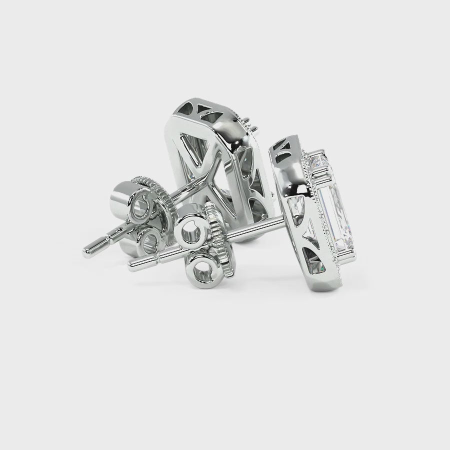 0.75-5.15 CT Round & Emerald Cut Lab Grown Diamonds - Stud Earrings