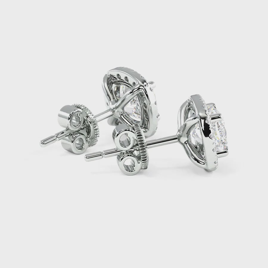 0.35-2.10 CT Round & Cushion Cut Diamonds - Stud Earrings
