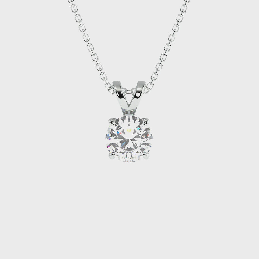 0.50-3.00 CT Round Cut Lab Grown Diamonds - Solitaire Pendant