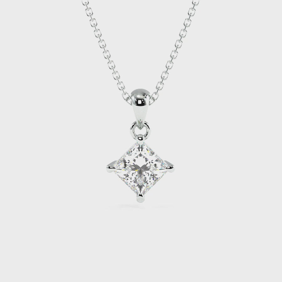 0.50-3.00 CT Princess Cut Lab Grown Diamonds - Solitaire Pendant