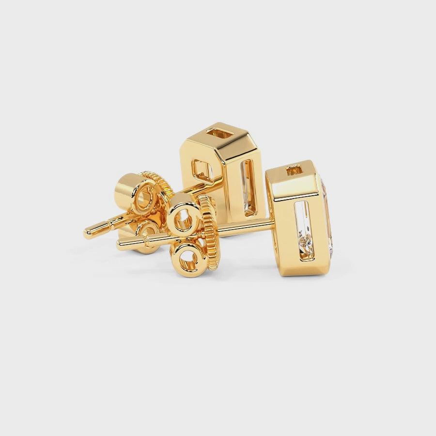 0.60-5.00 CT Emerald Cut Lab Grown Diamonds - Stud Earrings