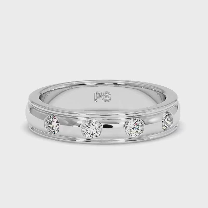 0.50 CT Round Cut Lab Grown Diamonds - Mens Wedding Band