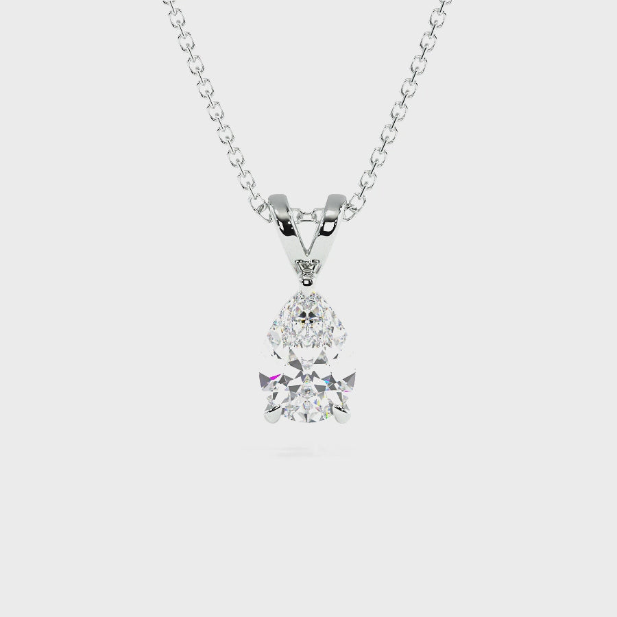 0.50-3.00 CT Pear Cut Lab Grown Diamonds - Solitaire Pendant