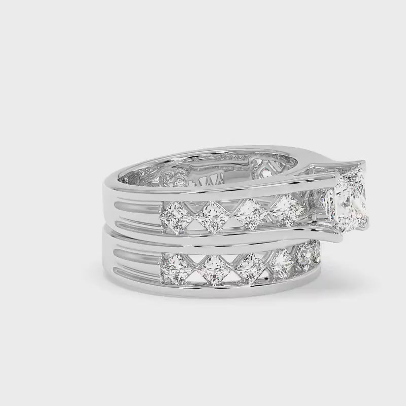 2.20-4.70 CT Princess Cut Lab Grown Diamonds - Bridal Set