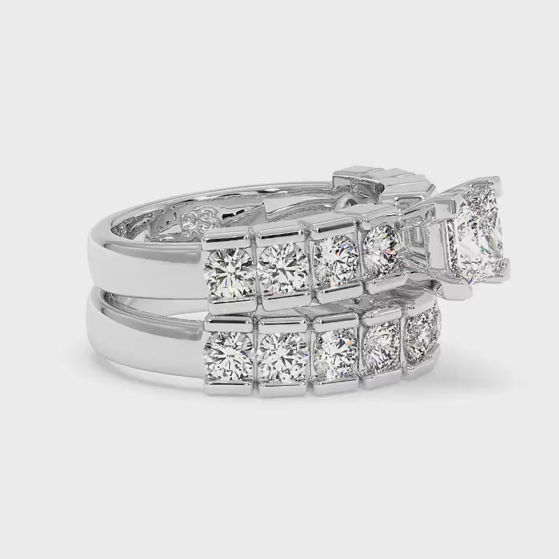 2.60-3.75 CT Round & Princess Cut Diamonds - Bridal Set
