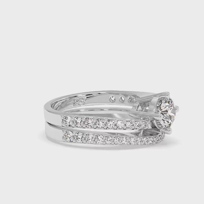 1.20-3.70 CT Round Cut Lab Grown Diamonds - Bridal Set