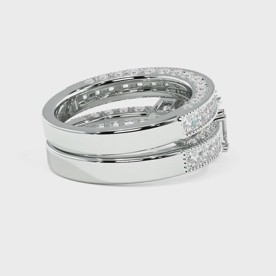 3.10-5.60 CT Round & Princess & Emerald Cut Lab Grown Diamonds - Bridal Set