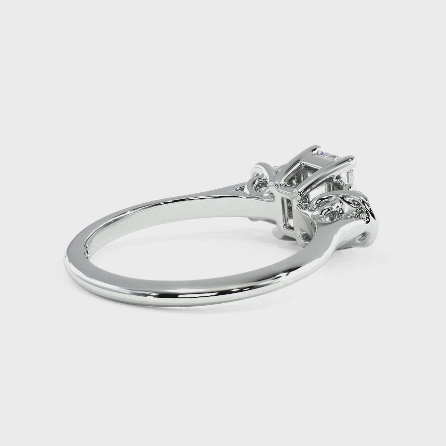 0.80-3.30 CT Round & Emerald Cut Lab Grown Diamonds - Three Stone Ring