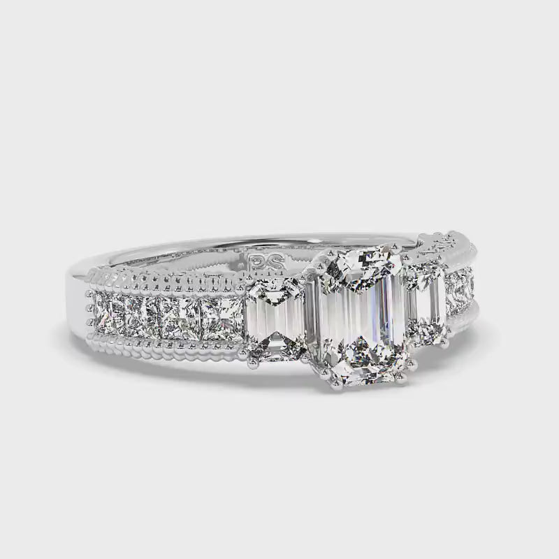 1.95-3.10 CT Round &amp; Princess &amp; Emerald Cut Diamonds - Engagement Ring