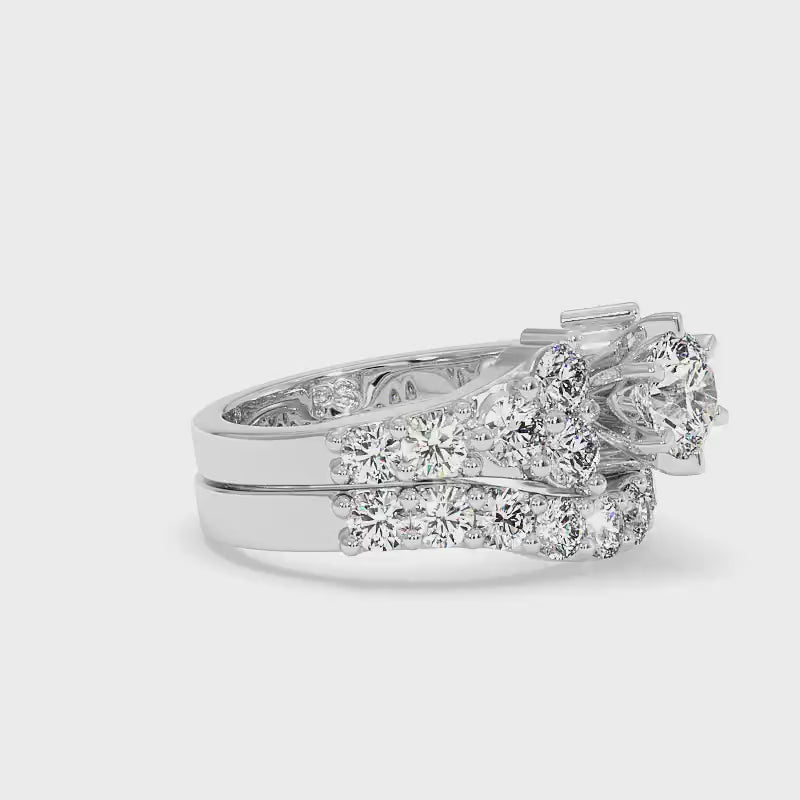 2.90-4.05 CT Round Cut Diamonds - Bridal Set