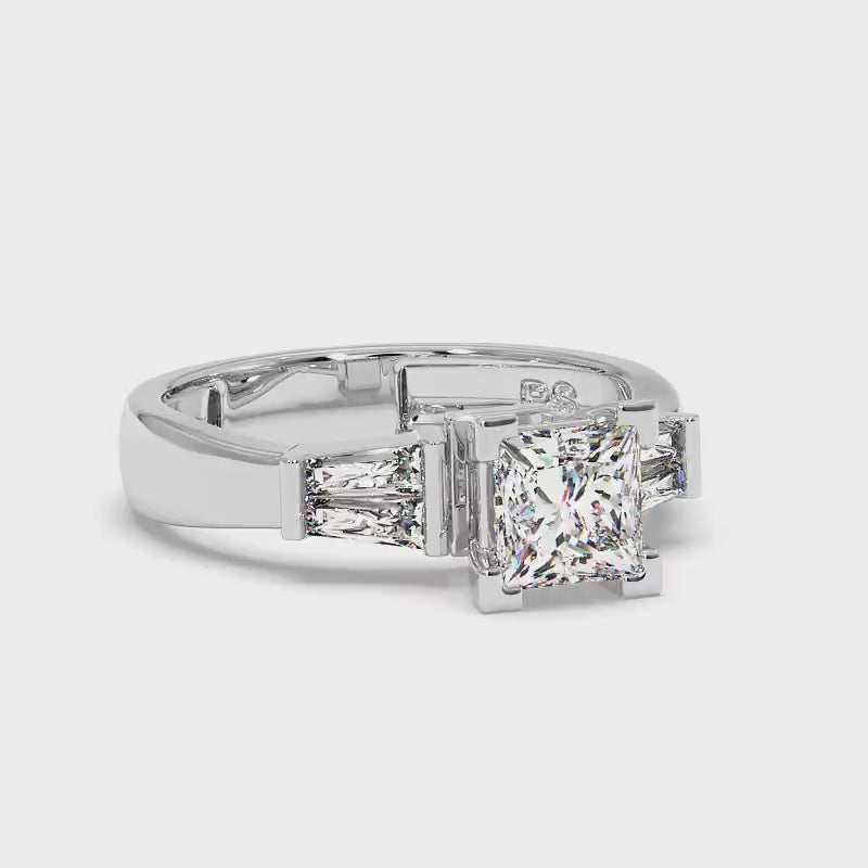 0.90-3.40 CT Taper &amp; Princess Cut Lab Grown Diamonds - Engagement Ring