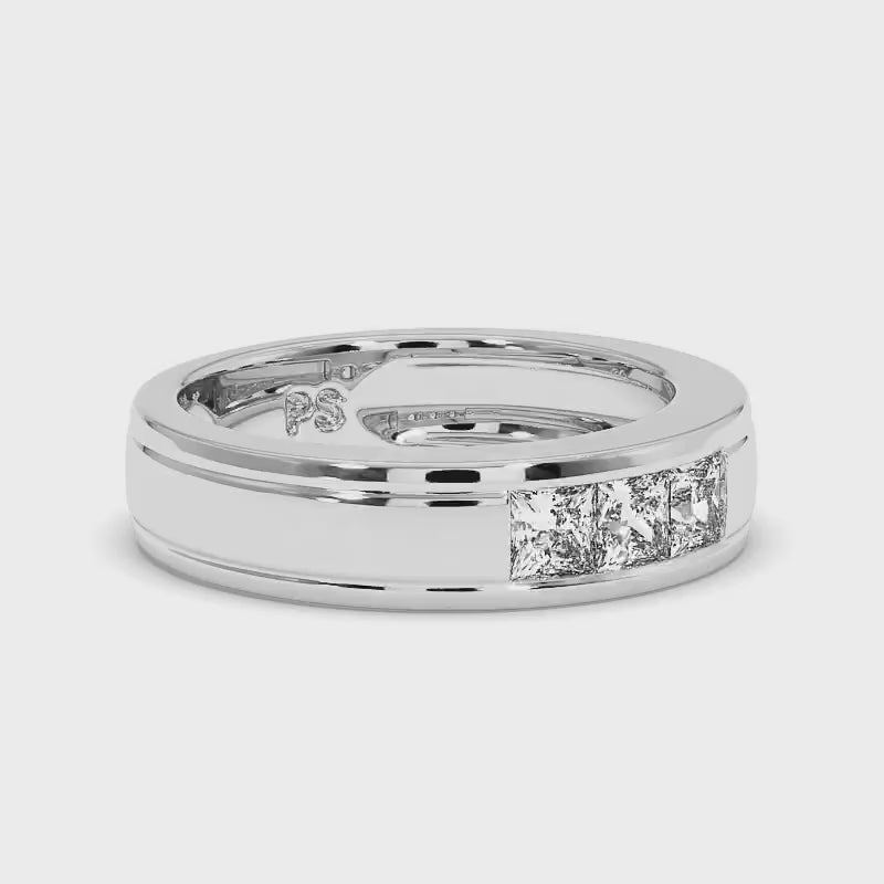 0.60 CT Princess Cut Lab Grown Diamonds - Wedding Band