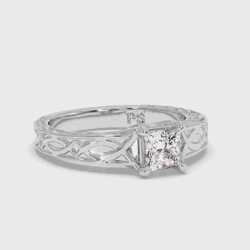 0.50-3.00 CT Princess Cut Lab Grown Diamonds - Solitaire Ring