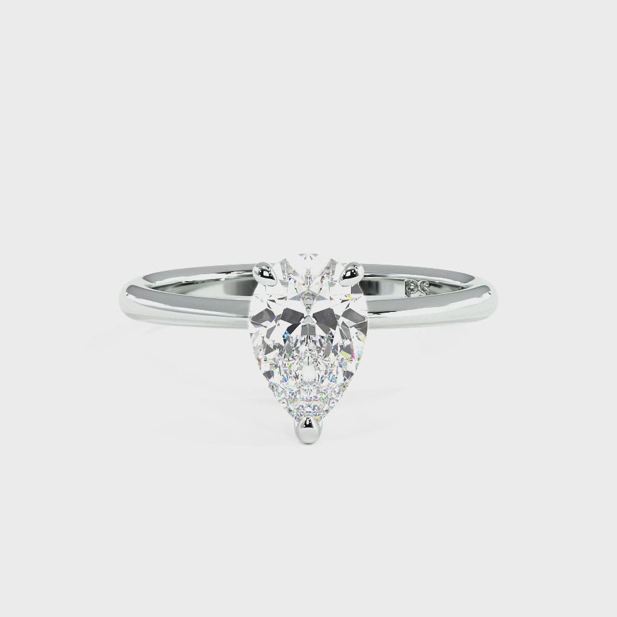 0.50-3.00 CT Pear Cut Lab Grown Diamonds - Solitaire Ring
