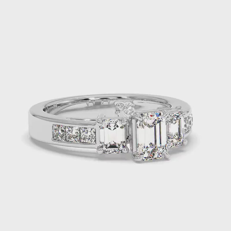 1.70-4.20 CT Princess &amp; Emerald Cut Lab Grown Diamonds - Engagement Ring