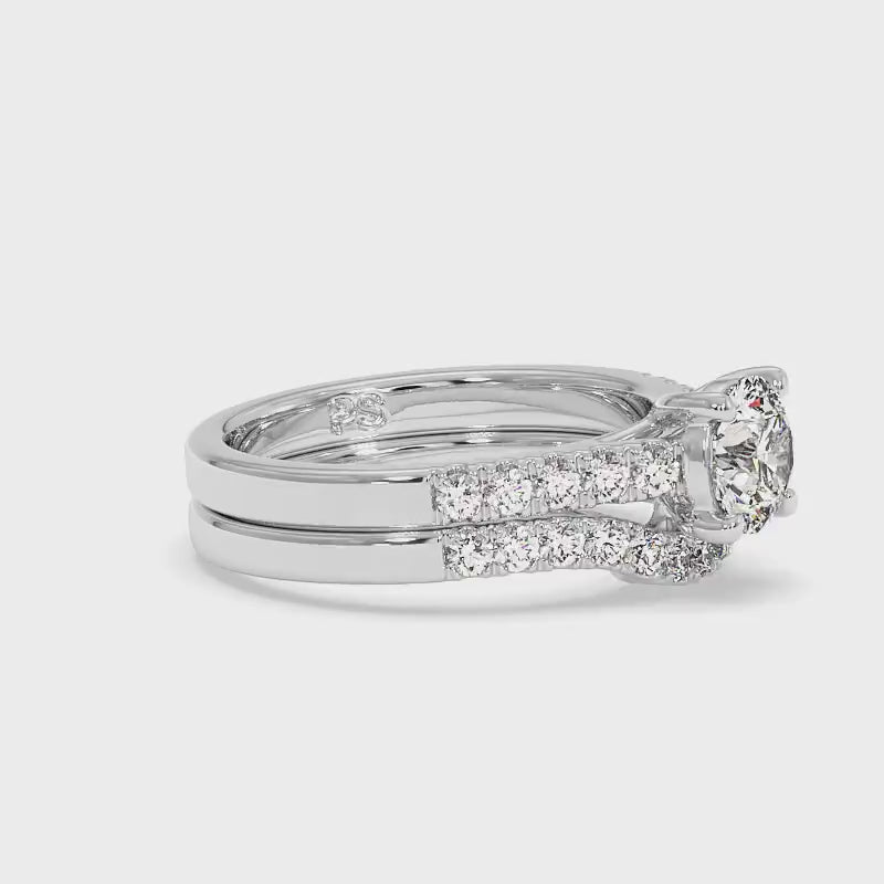 0.90-2.05 CT Round &amp; Princess Cut Diamonds - Bridal Set