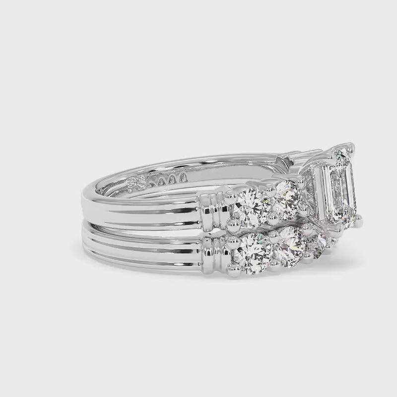 1.75-2.90 CT Round & Emerald Cut Diamonds - Bridal Set